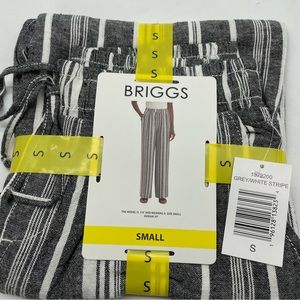 S Briggs Linen Blend Wide Leg Striped Pull On Pants Women's Size SMALL NWT